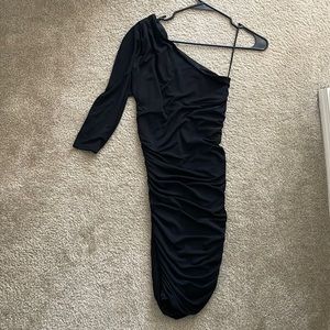Black one sleeve mini dress